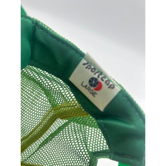 Vintage Panning Lumber Trucker Hat Snapback Mesh Cap Green White Foam Front - Picture 6 of 6